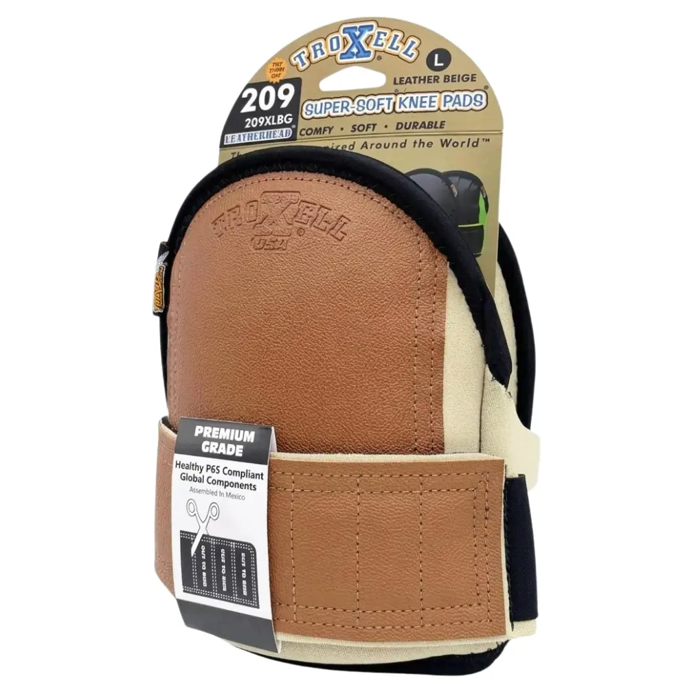 Troxell USA Super-Soft Leatherhead Knee Pads Large | Professional Work Knee Pads for Flooring, Roofing, Tile & Construction