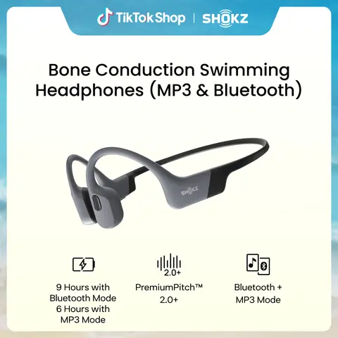 SHOKZ OpenSwim Pro Open-Ear MP3 Headphones, IP68 Waterproof, 32GB MP3 IP68 waterproof; Bluetooth + 32GB MP3 modes; Vivid underwater sound; 9H battery; Swimming/Water sports