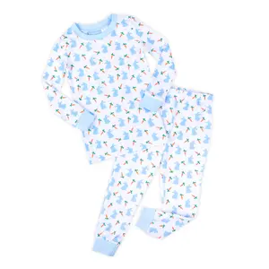 Bunnies & Carrots Blue Pajamas - Soft and Cozy Kids Easter PJ Set