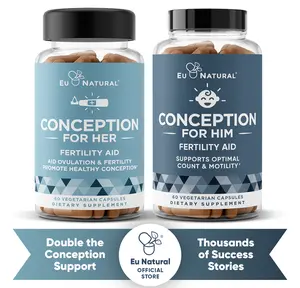 Eu Natural Conception for Her + Him Bundle - Fertility Supplements Combo for Women & Men - Promote Hormone Balance, Cycle Consistency, Aid Ovulation, Sperm Health