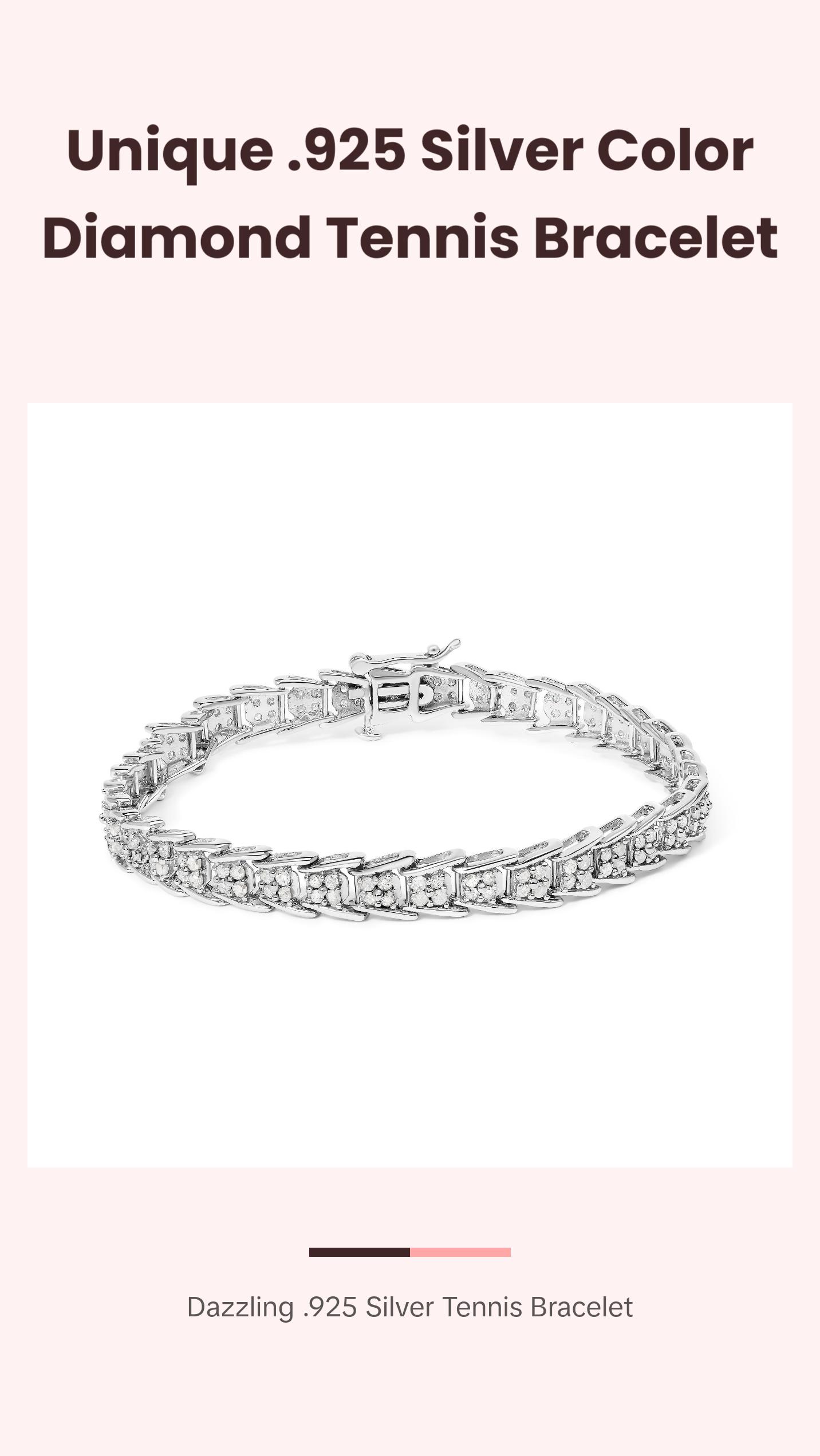 .925 Sterling Silver 2.0 Cttw Diamond Fan-Shaped Fancy Chevron Link Tennis Bracelet (I-J Color, I3 Clarity) - 7"