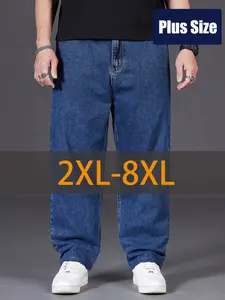 2XL-8XL Plus Size Men's Jeans Elastic Stretch Casual Denim for Menswear Comfortable Fit