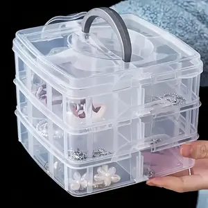 3 Layer Stackable Multi-Functional Storage Box, 18 Compartments, Transparent, Detachable, Portable, Jewelry Organizer, Perfect Gift