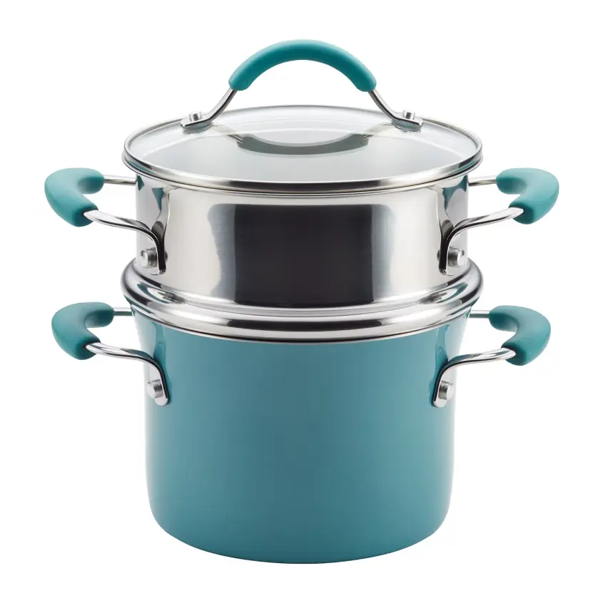 Rachael Ray Cucina Nonstick Saucepot with Steamer and Lid, Multi-Purpose Steaming Pot with Removable Steamer Insert, Nonstick Cooking Pot for Vegetables, Pasta, Soup, Rice, Seafood and Healthy Meal Prep