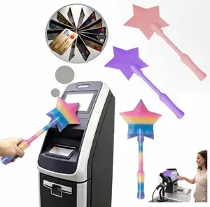 3D Printed Magic Wand with Integrated Card Slot - Starlight Multi-Color Contactless Payment Holder for Standard Credit Cards - Touch-Sensing Tap-to-Pay Portable Gadget Creative Tech Gift