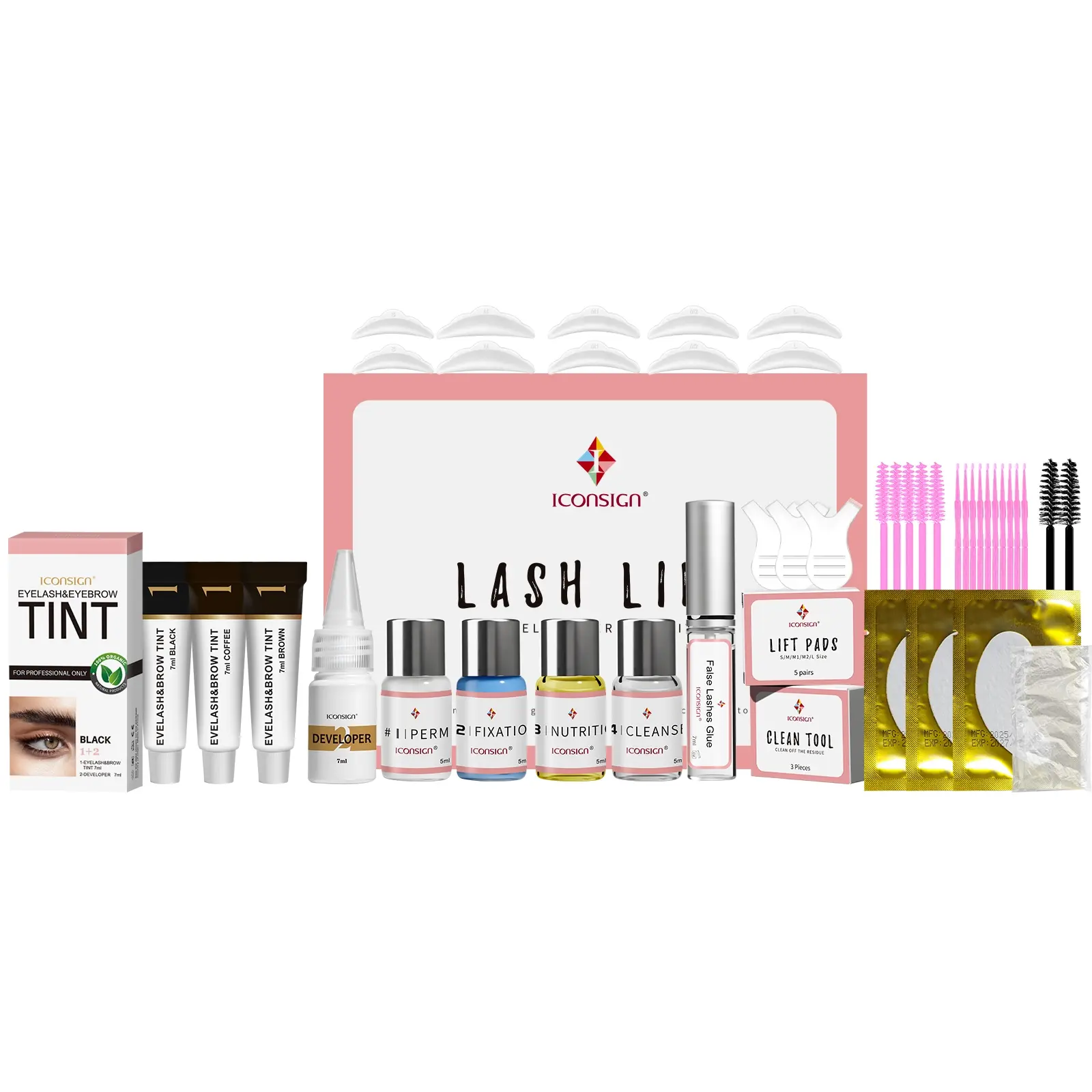 Iconsign Eyelash Curler Set, Long-Lasting Lush Eyelashes & Brow Gel Combo, Eyebrow Tint, Maintains Beauty for 4-6 Weeks, Perfect for Daily Use, Makeup Sets