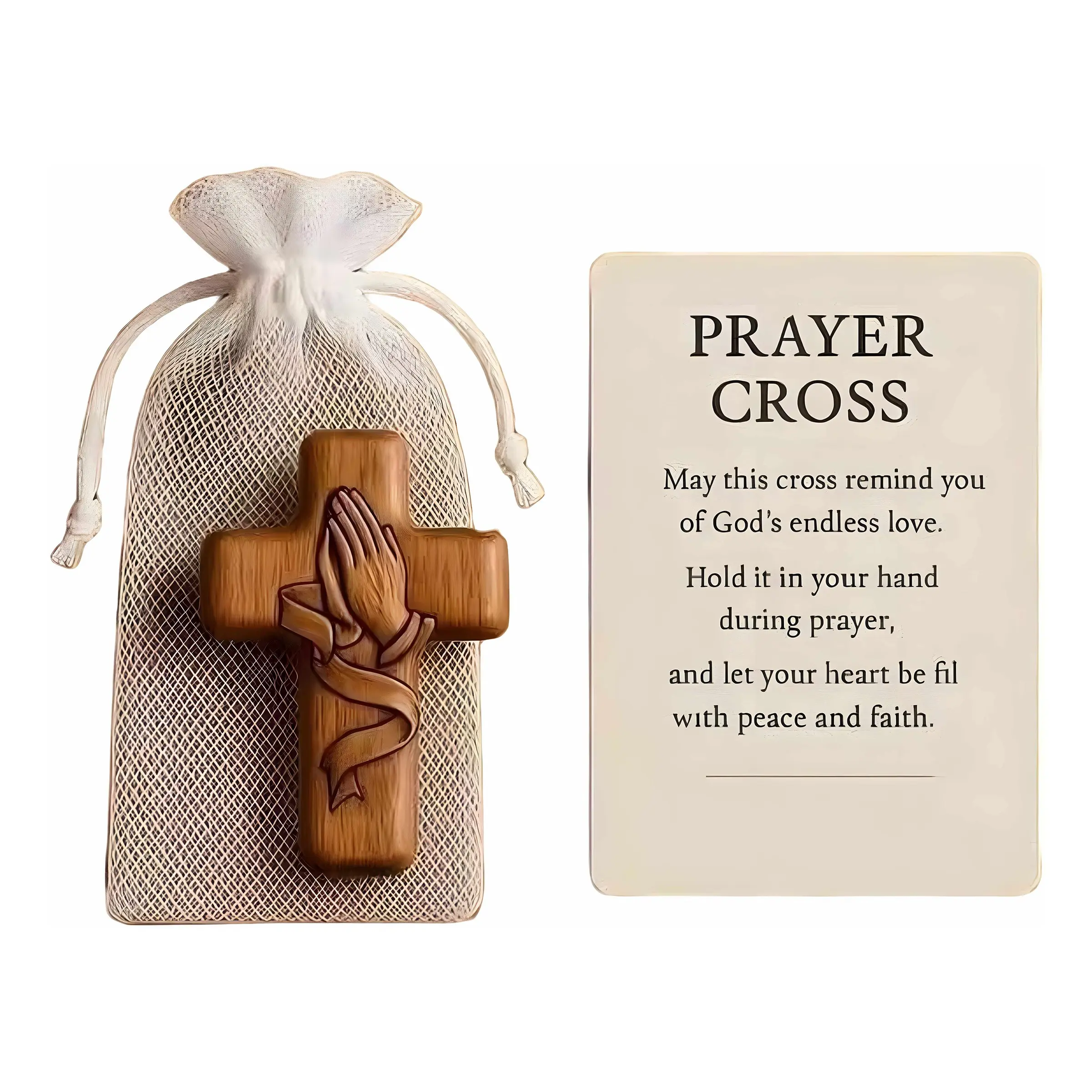 Wooden Prayer Cross Gift, Unique Christian Gift for Women, Confirmation & First Communion, Faithful Pocket Cross, Wooden Cross Decorations, Comforting Religious Item, Religious Home Decor, Handheld Wooden Cross, Spiritual Decor, Religious Ornament