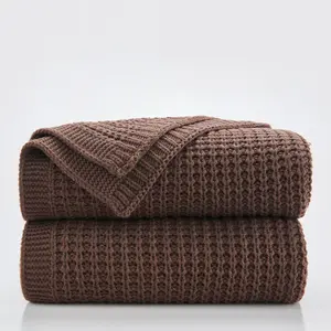 Brown Throw Blanket for Couch, Soft Chunky  Knit Throw Blanket, Classic Fisherman's Rib Stitch  Throw for Living Room , 50"X60"