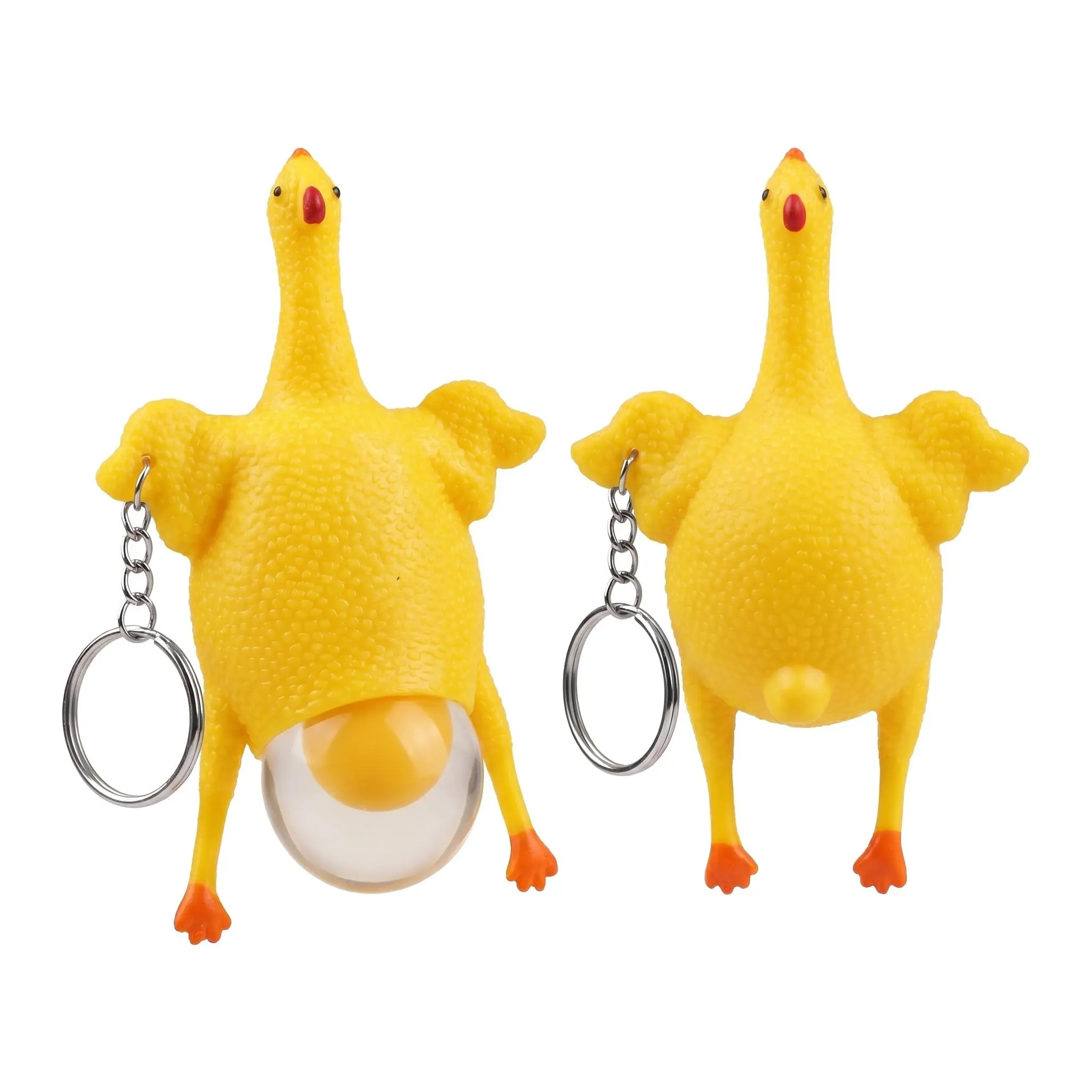 Stress Relief Squeeze Chicken Keychain, Novelty Laying Egg Chicken Keychain, Funny Party Favor & Gag Gift for Friend