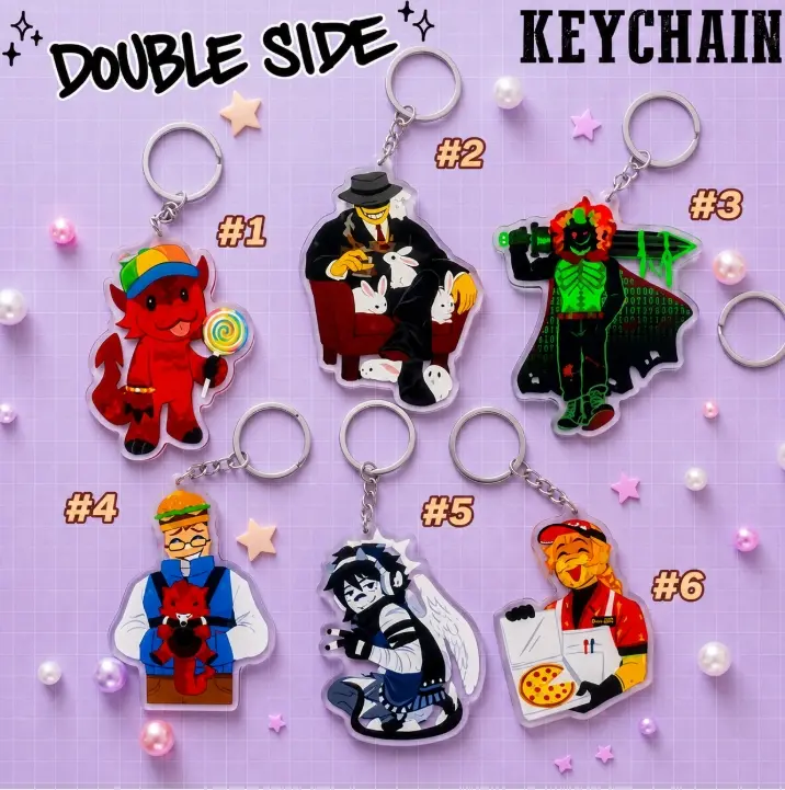 Double Side Acrylic Bag Charm, Cute Cartoon Style Keychain, Clear Double Sided Acrylic Pendant, Backpack Accessory, Collectible Gift