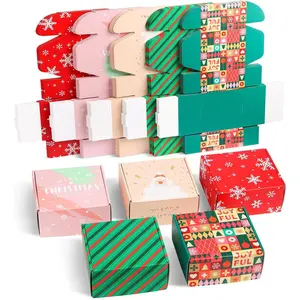 25-Piece Set of 4x4x2-inch Small Christmas Gift Boxes with Lids, Recyclable Corrugated Cardboard Shipping Boxes, Ideal for Small Business Gift Packaging, Specially Designed Style. (4 inches x 4 inches x 2 inches, Patterned Style)