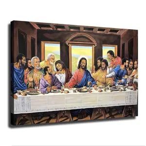 African American Black Jesus The Last Supper Jesus Christ Poster Painting Canvas Decor Room Wall Ornaments Religious Decoration