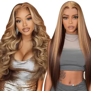 [Blend] Buy 1 Get 1 Free Special Sale | Blended Human Hair Lace Front Wig 180% Density Soft & Full #P4/27 Body Wave & Straight Hair Wig #SummerVibes
