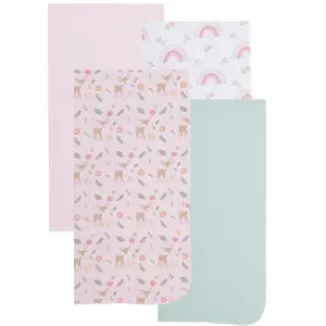 Everyday Kids 4 Pack Flannel Receiving Baby Blanket Set – Soft 100% Cotton Baby Essentials-Woodland Animals/Rainbow