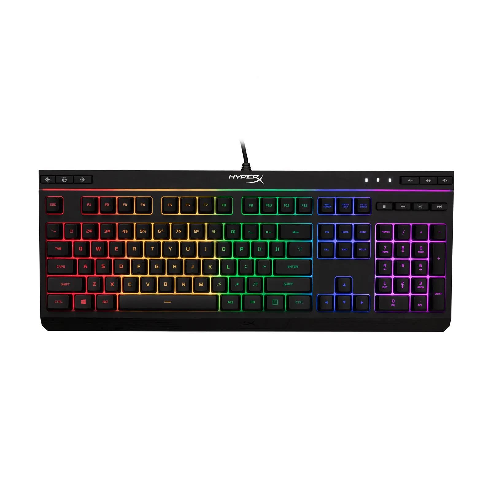 HyperX Alloy Core RGB Membrane Gaming Keyboard - Color Backlight, Durable Build, 3 Brightness Levels, Quiet Comfortable Keys, RGB LED Effects, Spill Resistant, Dedicated Media Keys, PC Gaming Accessories, Gamer Stuff
