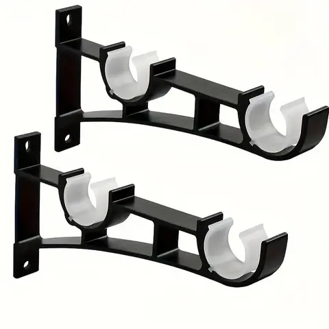 Double Curtain Rod Bracket, Heavy-duty Curtain Rod Bracket, Buckle Design Curtain Rod Rack for Secure Hanging, Curtain Rod Accessories, Curtain Rod Holders