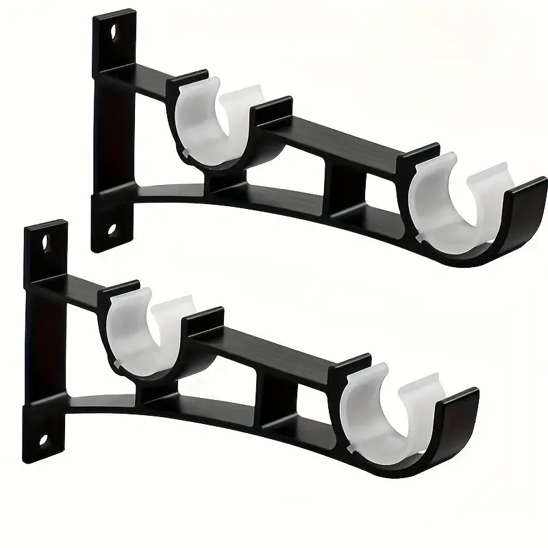 Double Curtain Rod Bracket, Heavy-duty Curtain Rod Bracket, Buckle Design Curtain Rod Rack for Secure Hanging, Curtain Rod Accessories, Curtain Rod Holders