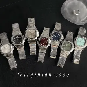 【Virginian1900】Square Calendar Luminous Steel Strap Men's Quartz Watch Waterproof Genuine Fashion Men's Watch