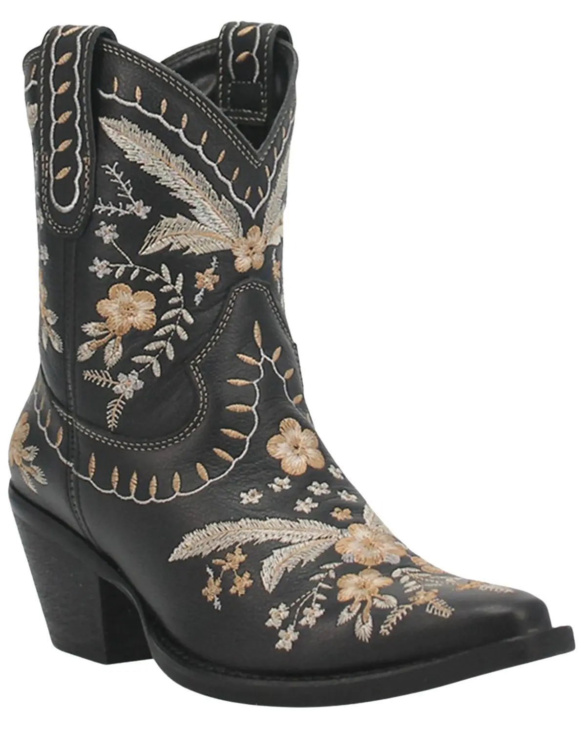 Dingo Women's Women'S Primrose Embroidered Floral Western Booties Snip Toe - Di748-Black