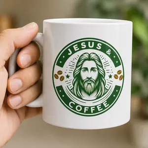 Jesus and Coffee Mug, Coffee and Jesus Cup, Funny Christian Gifts, Presents for Christians, Godly Spiritual Believer Gifts, Love Jesus