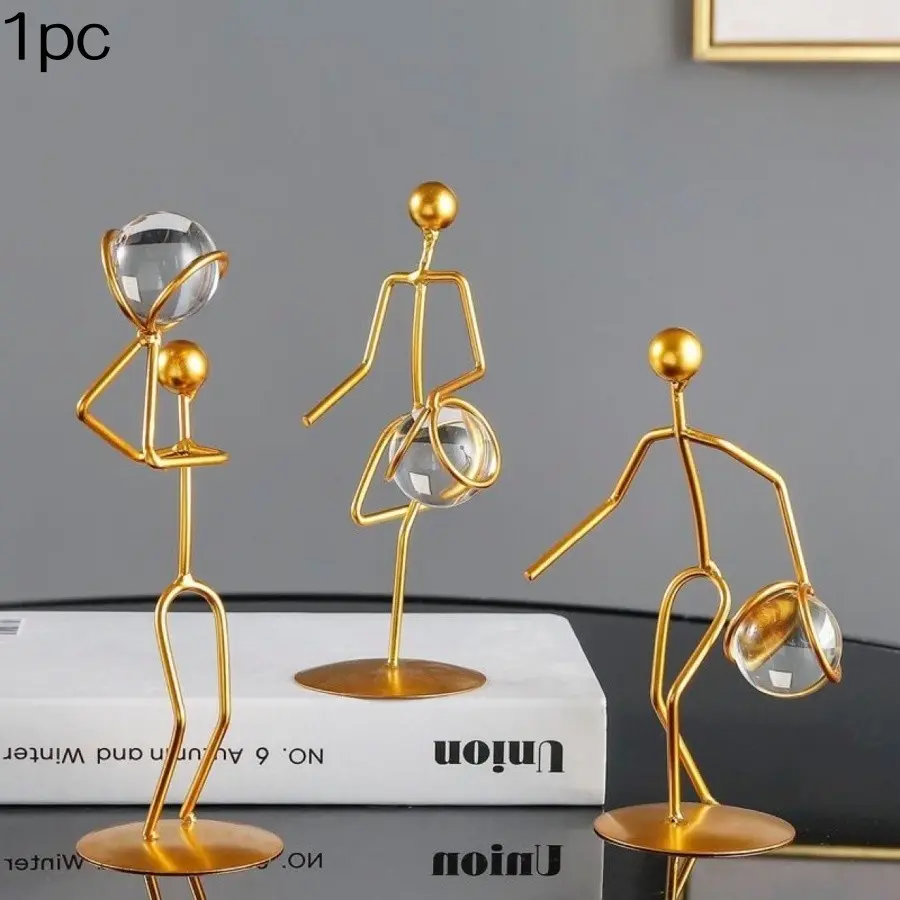 Modern Minimalist Sports Figure Ornament, Creative Basketball Display, Metal Craft for Bookshelf Office Decor, Home Decoration Item, Decor Figurine Ornaments, Decorative Figurines, Decorative Ornaments