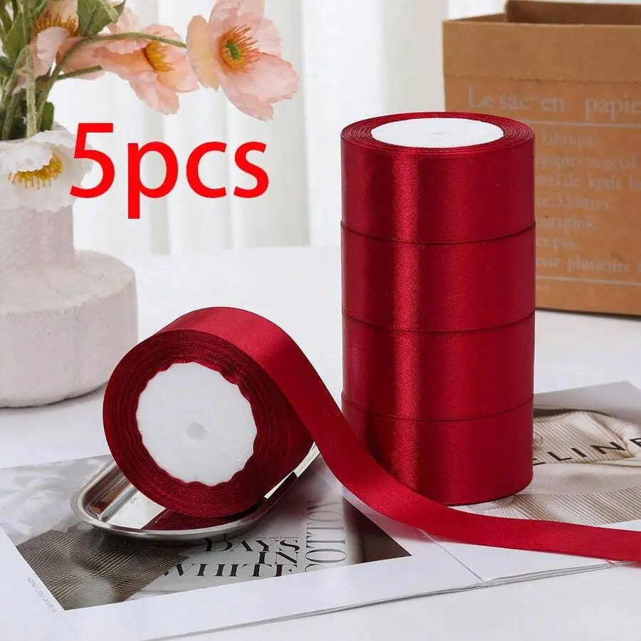 5pcs 4cm Wide Satin Ribbon Bows, DIY Cake Decorations, Handmade Rose Flowers, Birthday Party, Wedding, Gift Wrapping, Halloween, Autumn, Christmas Decorations