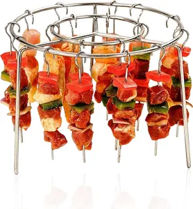 Two grills and 24 barbecue skewers   Stainless Steel Air Fryer Grill Rack,   Chicken Leg Rack for Air Fryer Rack Round
