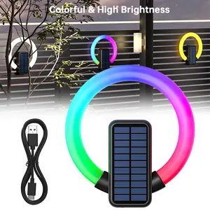 Solar Outdoor Colorful Wall Lamp (RGB + White Light + Warm Light) with Wide-Range Color Lighting, Courtyard Decorative Light, Pool Ambient Light Suitable for Courtyards, Balconies, Gardens, Lawns and Porches, Unique Christmas Gift - Halloween Decoration