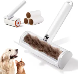 TripleWood Pet Hair Removal Tool and Lint Roller Value Set, Extra Sticky Lint Remover and Reusable Dog and Cat Hair Remover Set for Pet Hair Removal on Furniture, Couch, Carpet, Clothing, Bright White