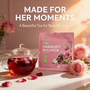 Herblight Hormone Balance Tea for Women with Red Raspberry Leaf - Premium Whole Herb Blend (Non-Powder) - Supports PMS Relief, Cycle Regulation & Uterine Health - Caffeine Free