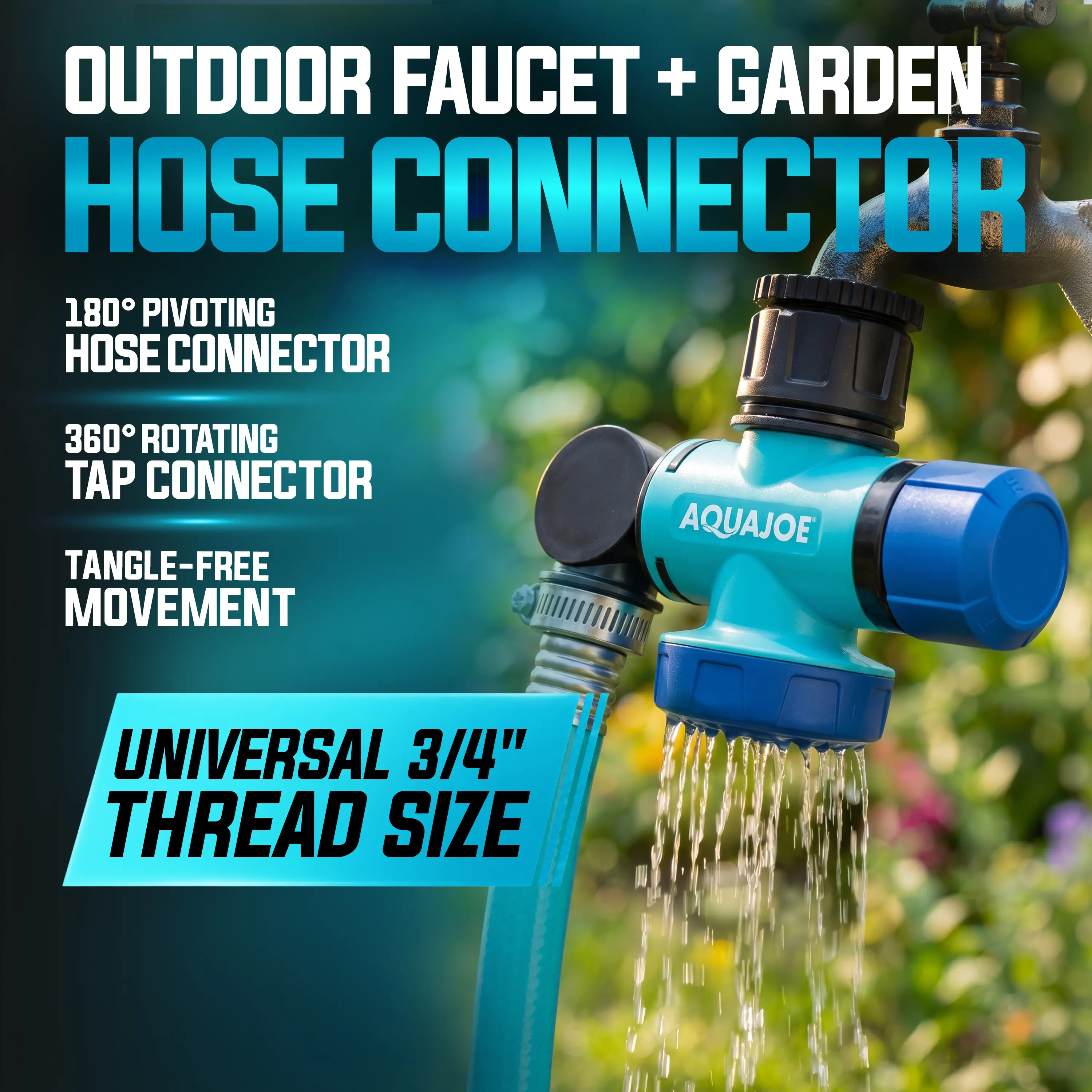 Aqua Joe Multi-Function Outdoor Faucet and Garden Hose Tap Connector Aqua Joe Multi-Function Outdoor Faucet and Garden Hose Tap Connector