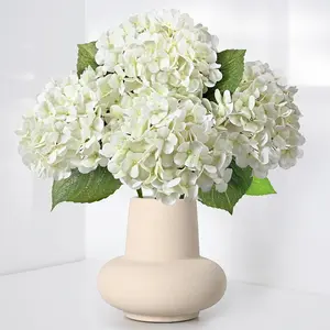 4PCS Hydrangea Artificial Flowers, Real Touch Flowers, 20" Faux Hydrangea Flowers, Latex Real Touch Hydrangea, Fake Flowers for Home Decor Party Bouquet Wedding Decoration, White