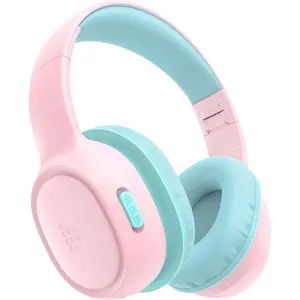 GJ    P-HPS05    KH02 Kids Headphones Volume Limit 74/85/93dB, 45H Playtime, 3.5mm Jack, Foldable, Wireless Headphones with Microphone for School/Travel/Plane (Princess Pink)