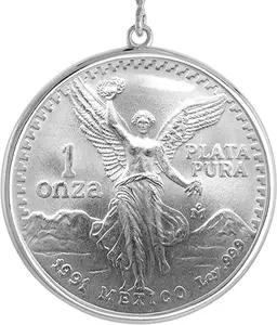 925 Sterling Silver 1Onza Plata Libertad Bezel 36 mm Coins Prong Back Round Edge