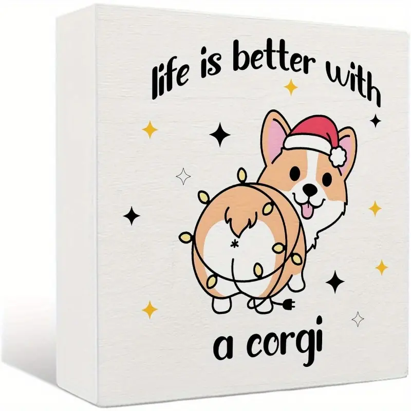 Corgi Christmas Wooden Signs - Corgi Christmas Decorations, 5 X 5 Inches