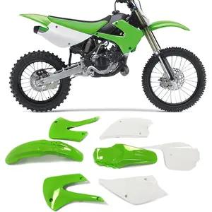 Full Plastic Kit Bodywork Compatible With 2001-2013 Kawasaki KX85 KX100 (Green+White)