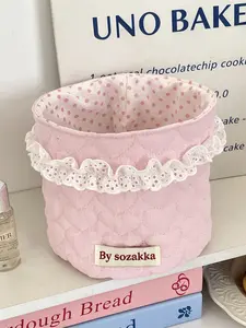 Cute Quilted Makeup Storage Basket, Multifunctional Large Capacity Storage Basket, Desktop Storage Organizer for Home Office, Room Organization Products, Home Organizers