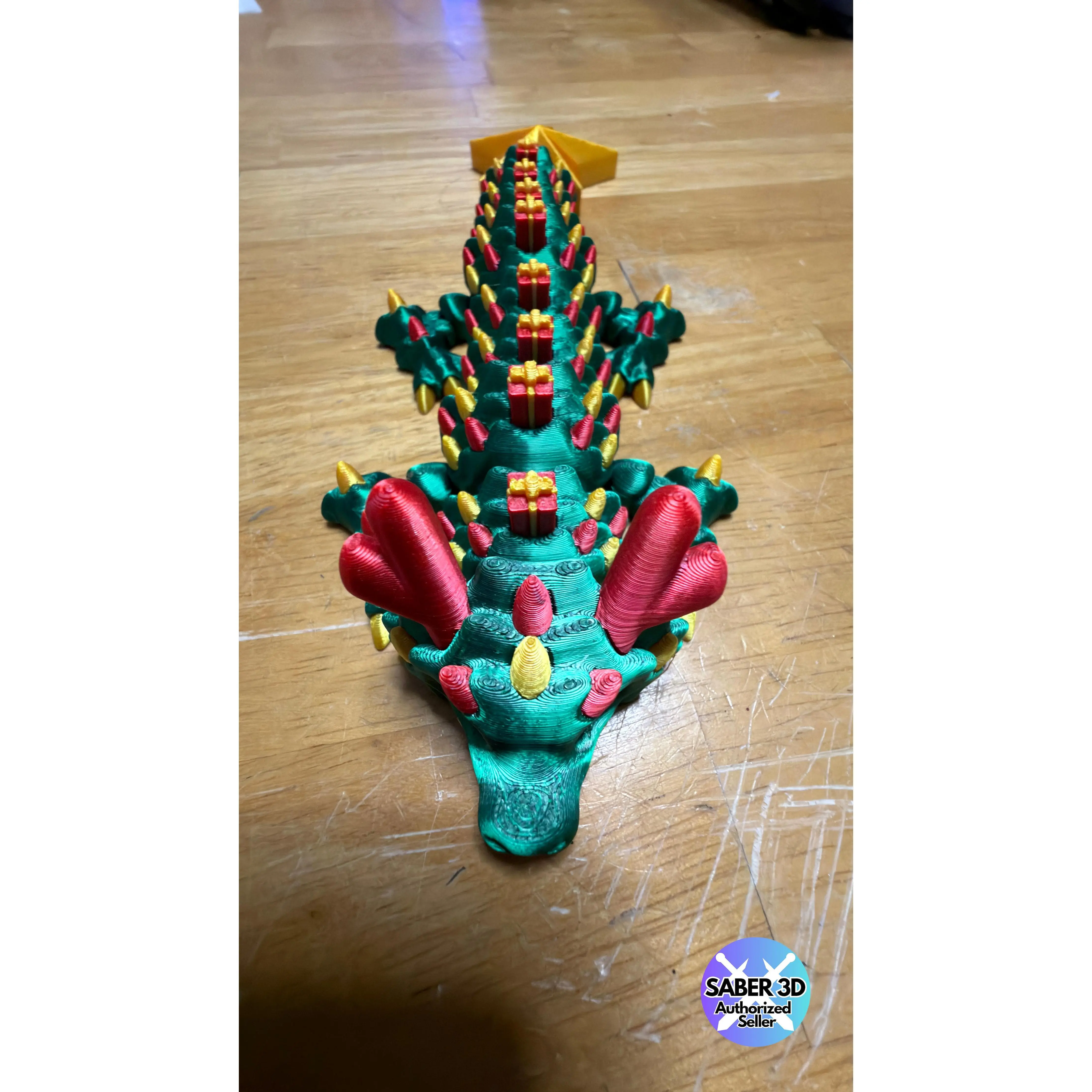 Baby Christmas Tree Articulated Flexi Dragon (10" long)