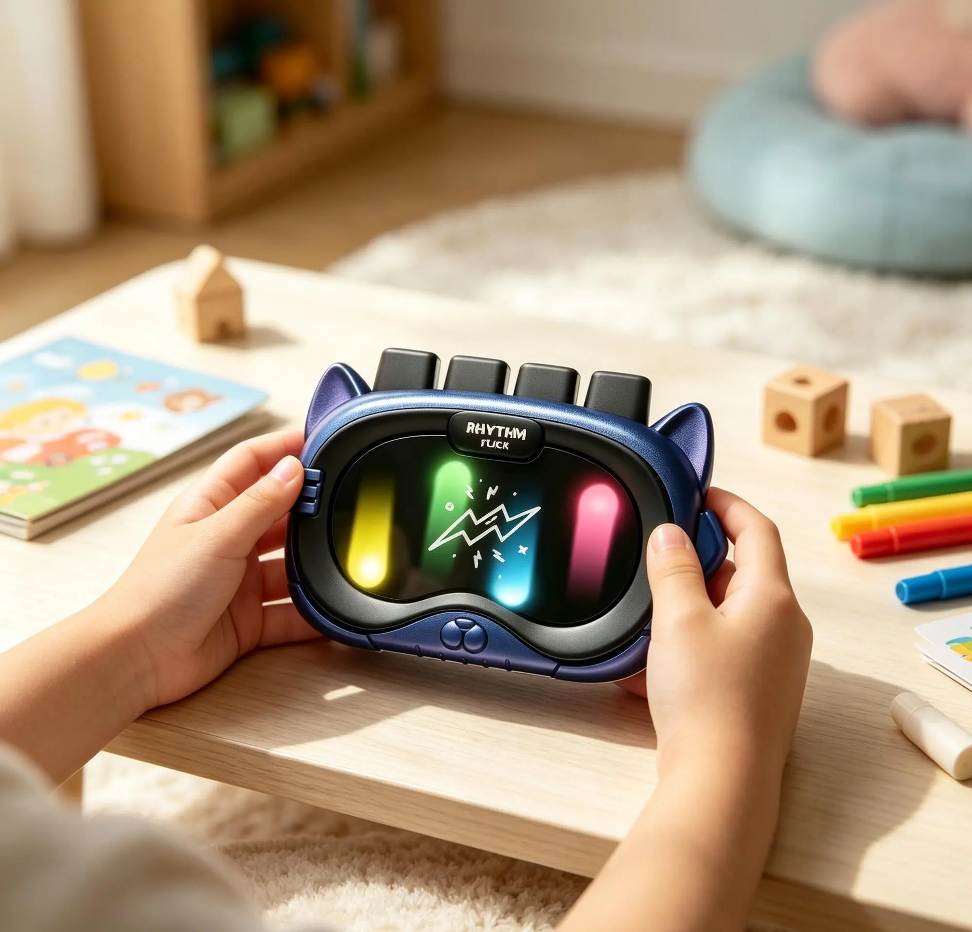 Kids Rhythm Game Console with LED Lights, Fun Reaction Training Toy for Ages 4-12, Portable Interactive Learning Game, Birthday Christmas Gift for Boys Girls，ADHD friendly toys for kids