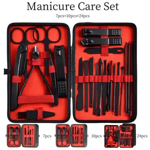 7/10/24-piece professional nail care set, stainless steel nail clipper set with storage box, foot care tools, nail file, manicure set suitable for home and travel