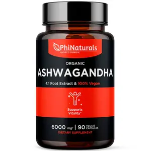 Ashwagandha Root Extract Capsules (Organic) Equivalent to 6000 mg Whole Root - Supplement with 1500 mg Per Serving - 500 mg Per Vegan Capsule - 90 Count