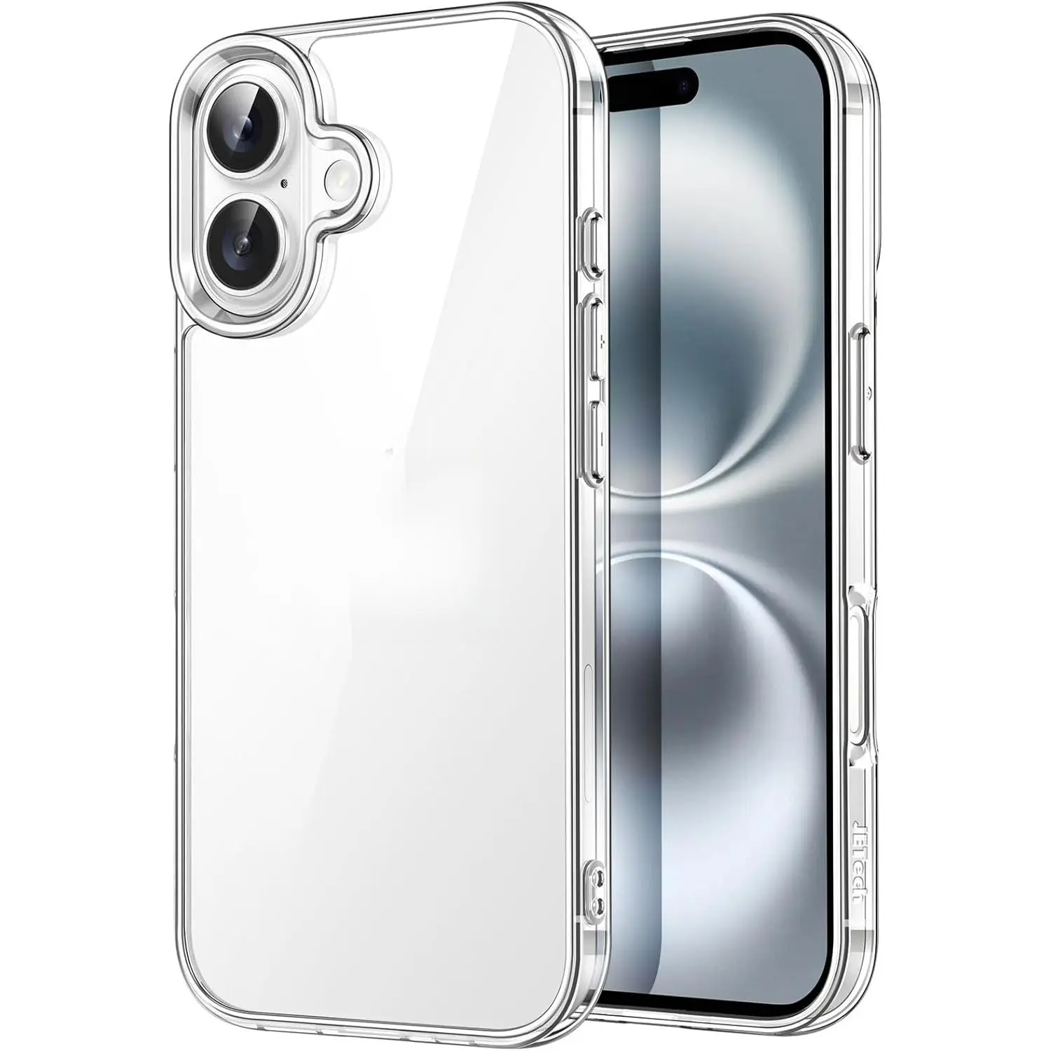 Clear Phone Case Shockproof Slim for iPhone 16 Plus, Non-Yellowing Anti-Scratch PC+TPU Hybrid Bumper Protective Cover with Raised Bezels, 4-Corner Drop Protection, Wireless Charging Compatible for 6.7-Inch Smartphone Casing