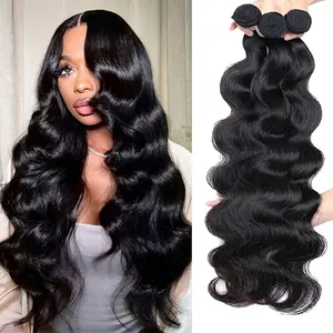 Gefily [Premium 14A] Raw Human Hair Bundles 18 20 22 24 Inch Body Wave 100% Unprocessed Brazilian Virgin Hair 4 Bundles Human Hair Extensions Quick Weave No Tangle Shedding Silky Soft Natural Black