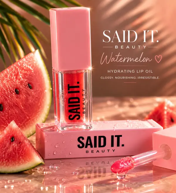 Watermelon Lip Oil with Hyaluronic Acid & Avocado Oil, Nourishing Lip Care for a Soft Glam Glossy Finish, Hydrating Non-Sticky Formula with a Light Red Tint, Glossy Lips