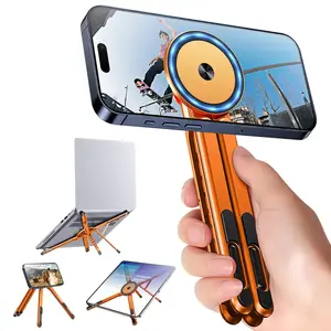 Adjustable Laptop Stand for Desk, MagSafe Compatible Portable Foldable Computer Riser for MacBook, iPhone, iPad, Tablet - Lightweight Aluminum, N52 Magnetic Grip, Perfect for Office, Home, Traveling