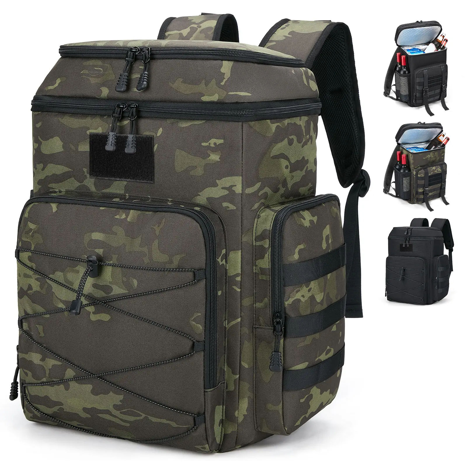 HSHRISH CAMO Cooler Backpack (Cooler Bag) - 5 Compartments for Drinks & Snacks, All-Day Cold Performance, Ideal for Beach & Gamedays, Versatile Practical Storage, Backpacks, Camo Picnic Backpacks