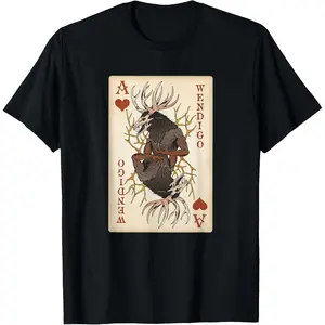Wendigo Original Cryptid Playing Card Tarot Ace of Hearts T-Shirt Casual Tops Streetwear Classic Vintage Basics Street Unisex T-shirts Size S-5XL