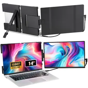 VEVOR Portable Laptop Screen Extender, 14 FHD 1080P IPS Dual Extended Monitor for 13-17 Laptop, Swivel Portable Monitor USB-C/USB-A/Mini HDMI Port, Compatible with Mac/Wins/Android/Switch/PS5