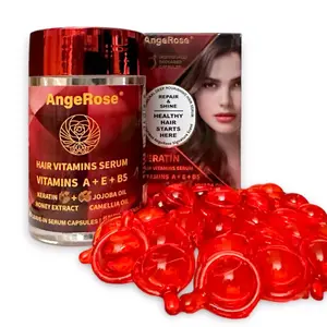 AngeRose Keratin Styling & Moisturizing Serum Capsules - Enriched with Honey Extract Jojoba & Argan Oil Vitamins A E B5 Leave-in Anti-Frizz Hair Serum for Smooth Hydrated Hair