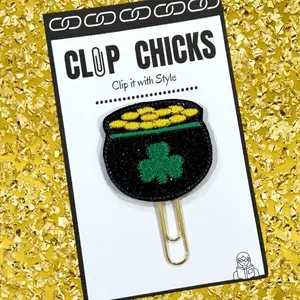 Pot O'Gold Novelty Paper Clip, Fun Bookmark, Planner Clip, Journal Accessories, Paper Organizer, Whimsical Gifts for Readers and Writers, St. Patrick's Day Gift, Unique Gifts under $5.